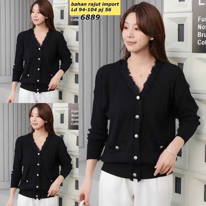 YDFASHIONSHOP 6889 / Blouse / Atasan / Blouse Rajut import / Blouse Kancing Rajut / Blouse Atasan Te