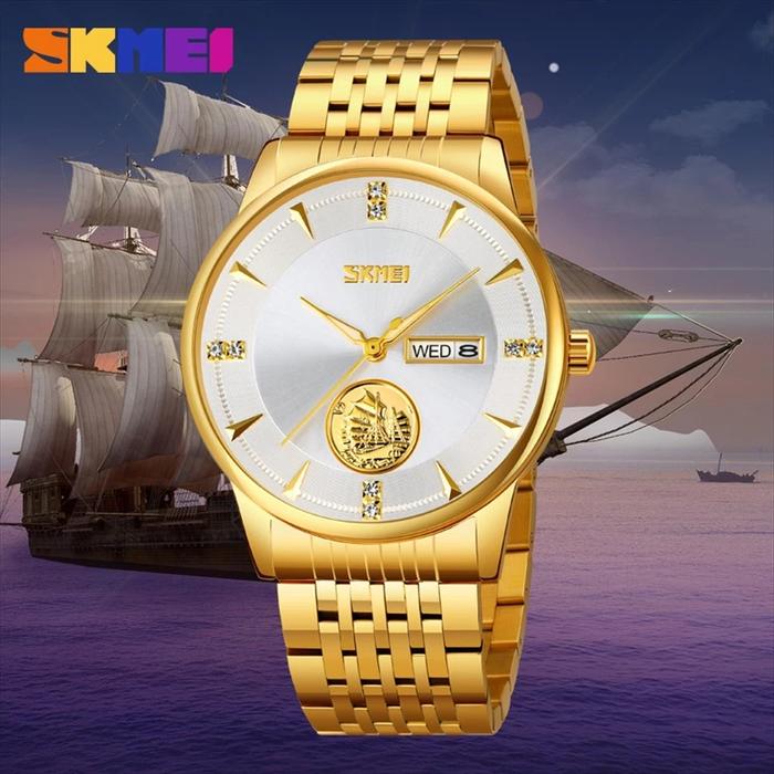 Jam Tangan Pria Analog Date SKMEI 9309 Stainless Steel Original
