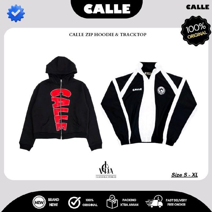 CALLE DE LARACHE ZIP HOODIE BLACK / TRACKTOP JACKET [ ORIGINAL ] Limited Hitam Dewasa Jaket Casual