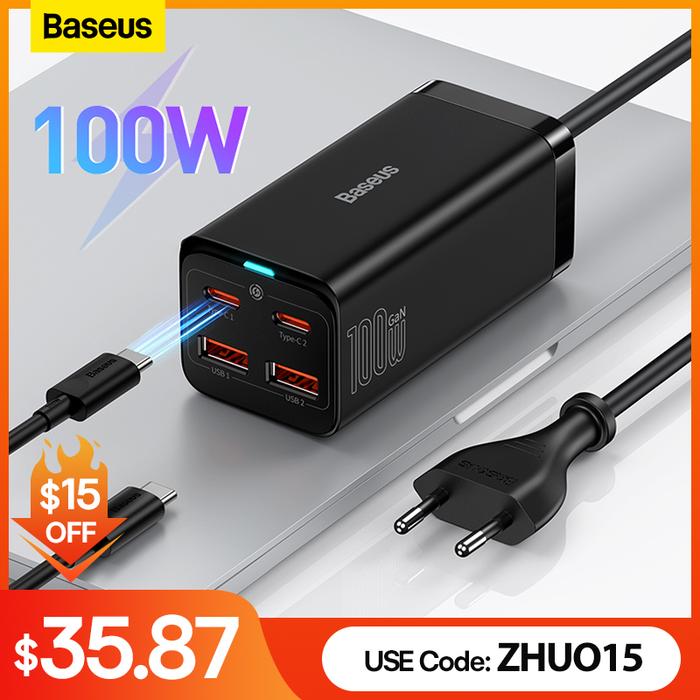 Baseus 100W 65W GaN Charger Desktop Laptop Fast Charger 4 in 1