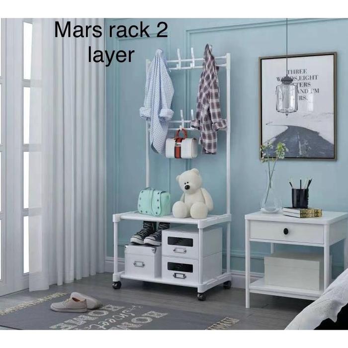 SHENAR - MARS RACK - STAND HANGER SINGLE 2 LAYER - Stand Hanger Rak Gantungan Baju Tas Berdiri Rak S