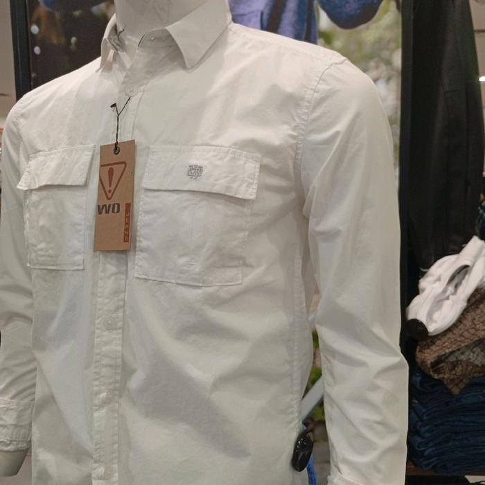 WATCHOUT JEANS KEMEJA PRIA SLIMFIT LENGAN PANJANG WARNA PUTIH 0R191NALS