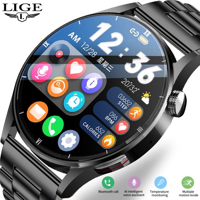 LIGE jam tangan pintar untuk pria, jam tangan pintar pria, layar