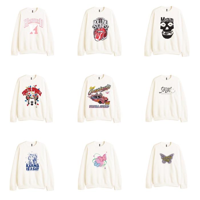 HNM NEW KARMA IS A CAT BUTTERFLY CHAMPIONSHIP HARVARD MICKEY MISFITS SMILEY MAGIC SWEATER SWEATSHIRT