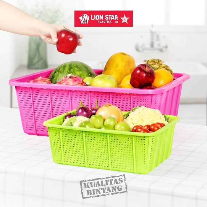 Keranjang Plastik Peniris SERBAGUNA LARGE (L) / Keranjang Buah-buahan BW-28/ Keranjang Serbaguna Squ