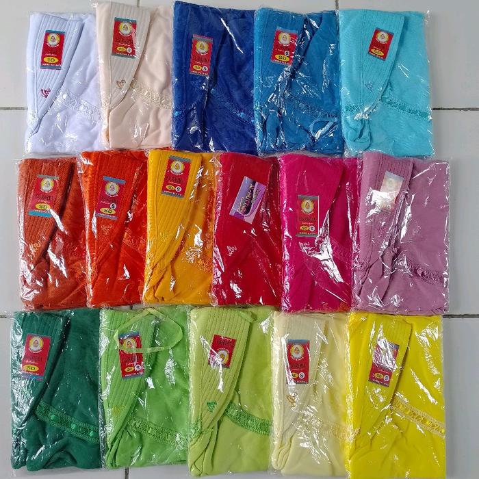 Jilbab anak sekolah robbani ukuran Paud TK warna hijau tua muda biru muda denim navy turkis kuning k