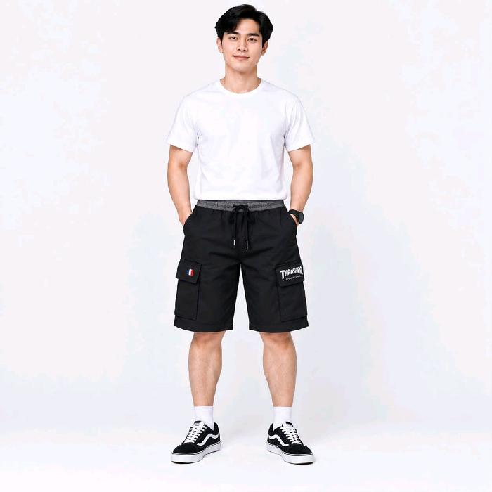 TRAVELBRO | Cargo Pendek Hitam Celana Cargo Pendek