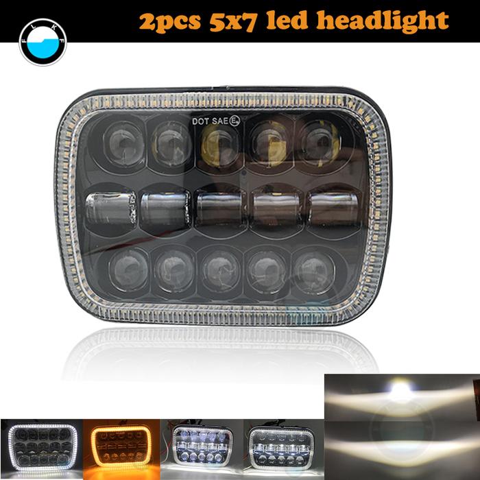 2 pcs 5X7inch Rectangular Sealed Beam 7X6 LED Headlight With Amber