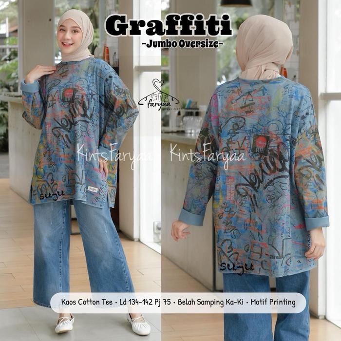 GRAFFITI Oversize allsize Ld 130-140cm Pb 75cm / Atasan Wanita / Baju Cewek / Baju Dewasa / Kaos Jum
