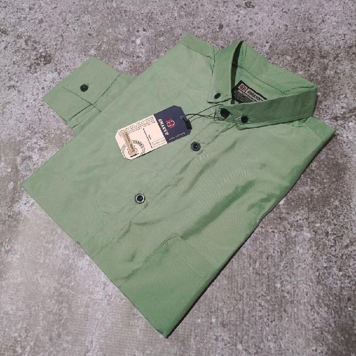 Kemeja Polos Pria Lengan panjang Formal sage size M L XL Katun Santai Crew Neck V-Neck Slim-fitting 