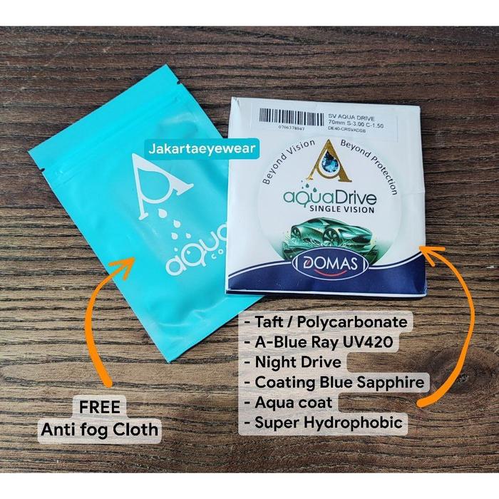 Lensa Domas Aqua Drive Lensa Anti Blue Ray Night Drive Anti Fog BluTaft Taft Polycarbonate Aspheric