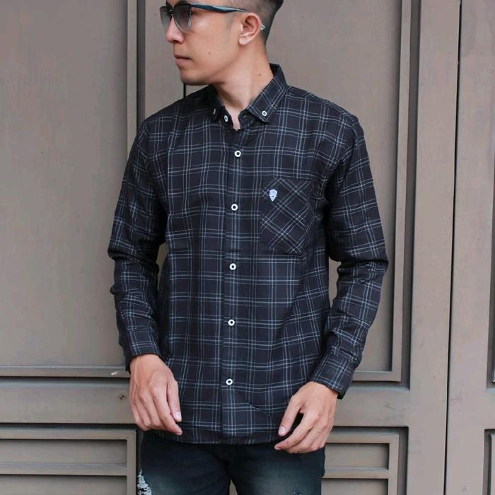 Kemeja Akrilik Byones Lineship Panjang Kotak Kotak Size M L Xl