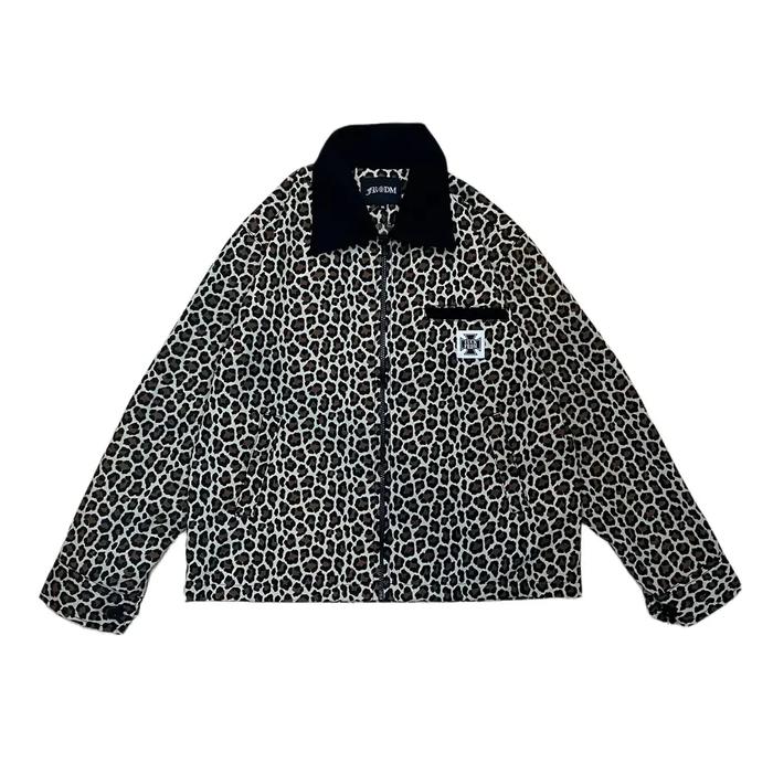 FRDM Streetwear Work Jacket Motif Leopard Jaket Kerja Casual Boxy Fit Katun Nyaman