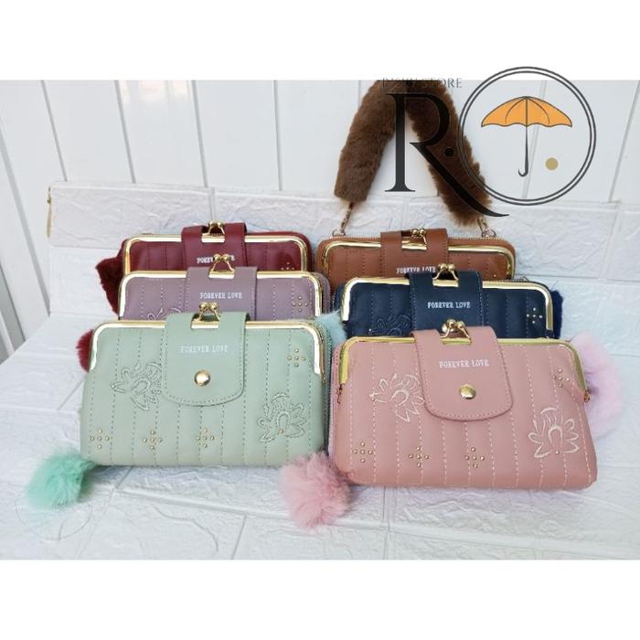 Tas selempang dompet jinjing hp behel wanita import forever love multifungsi terbaru