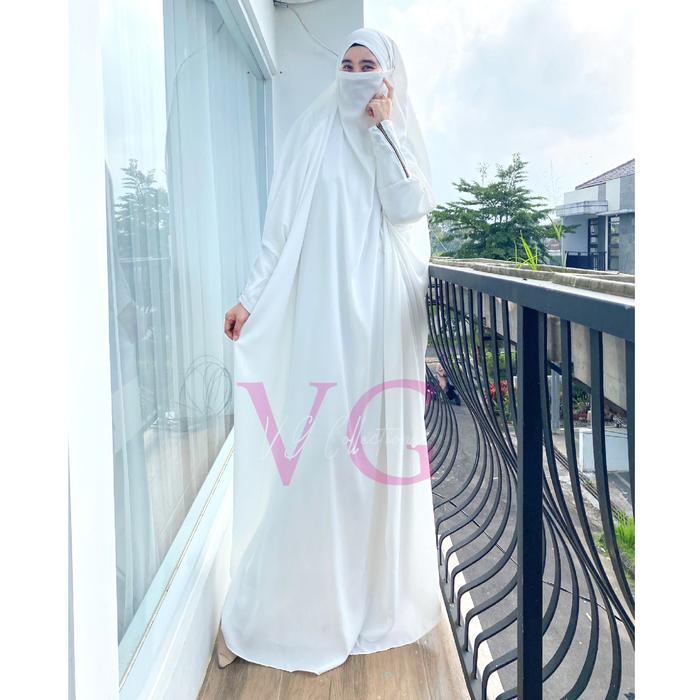French Khimar Overhead Abaya One piece Free Cadar Bandana Gamis Wanita Muslim Syari Mewah Elegant Hi