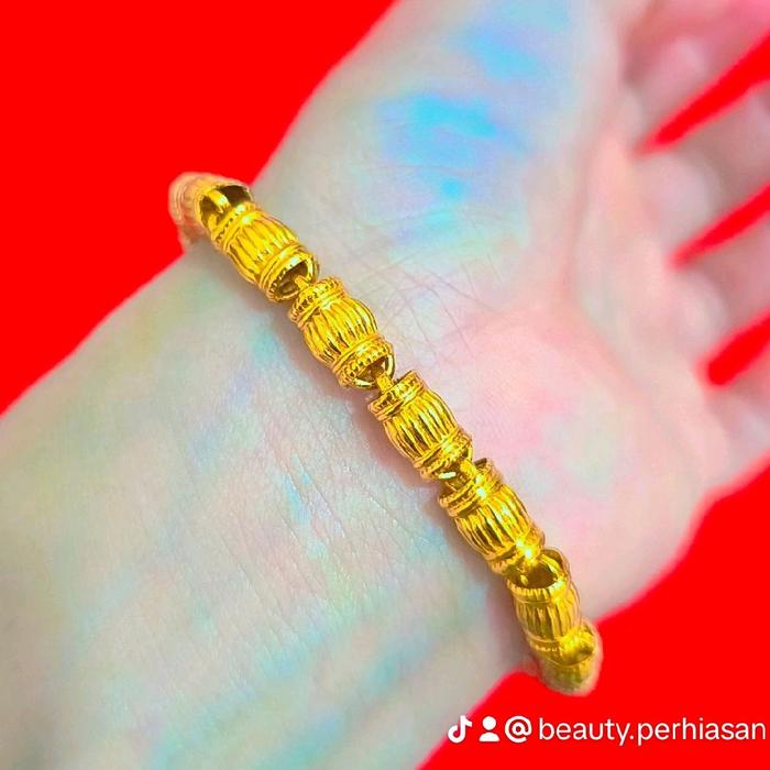 Gelang Full Bambu Besar dilapis emas asli 24karat dibalut dengan kristal premium