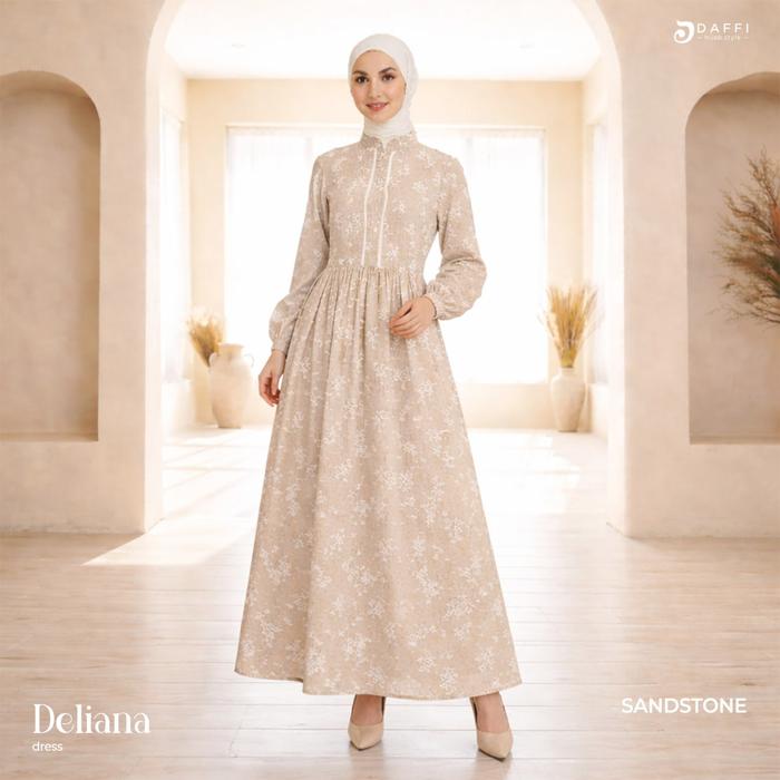 Daffi Hijab Deliana Dress - Gamis Wanita Motif Premium