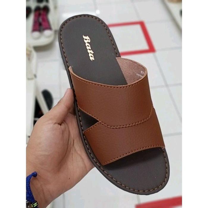 Bata Sandal Selop Pria Dewasa Kulit Sintetis Outsole Karet Antiselip Kekinian Size 39-44