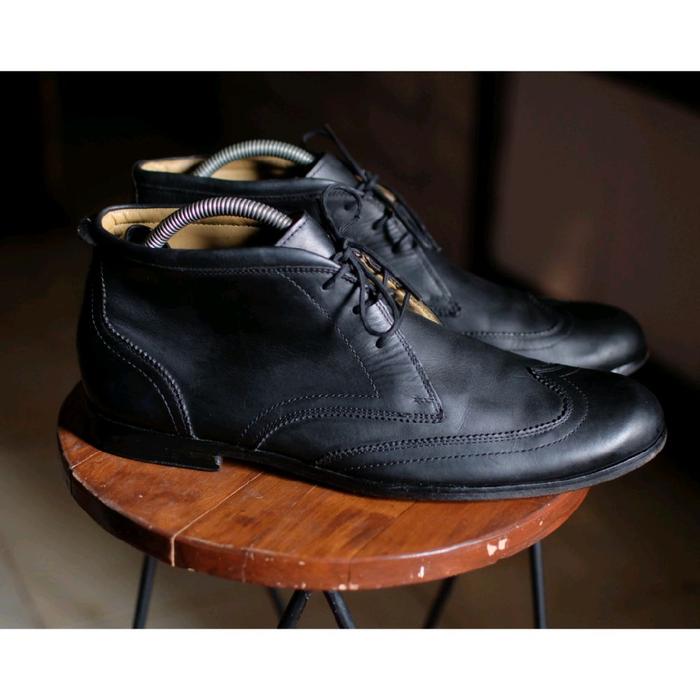 Sepatu Chukka Boots Wingtip Cole Haan Leather Kulit Black Vintage Pantofel not Red Wing Vans  Meermi