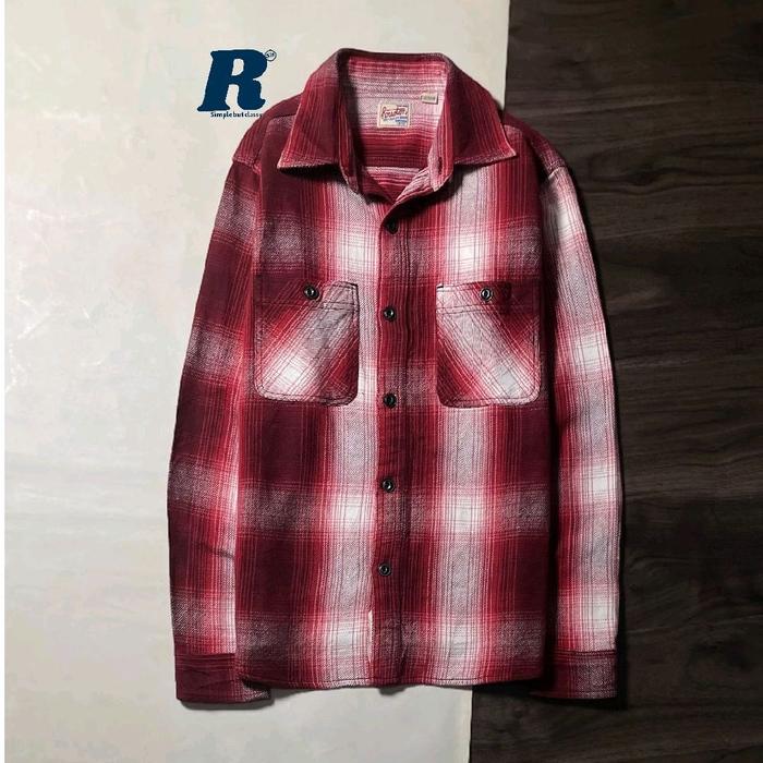 Kemeja Lengan Panjang Heavy Flannel Shirt Veterano Double Pocket HOUSTON JAPAN Size M fit S Unisex