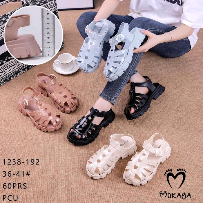 Sendal mokaya wanita jelly tali belakang