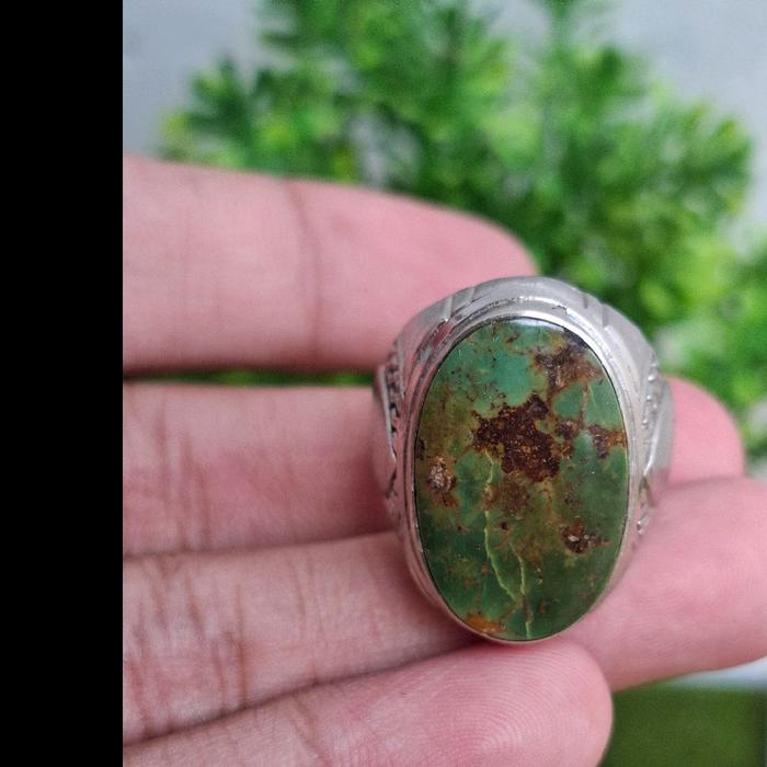Natural Pirus Persia Origin Iran Warna Hijau Kedondong Serat Emas Kombinasi Serat Merah