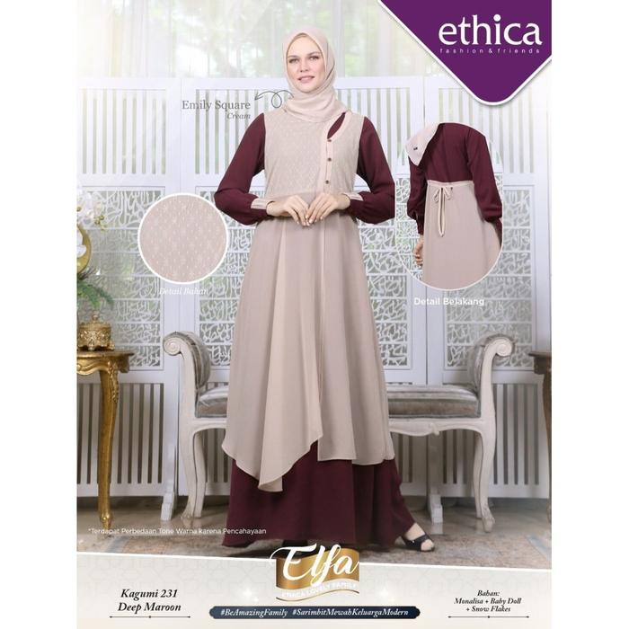 DRESS MUSLIMAH GAMIS DEWASA BUSANA MUSLIM WANITA ETHICA KAGUMI 231 DEEP MAROON D20P