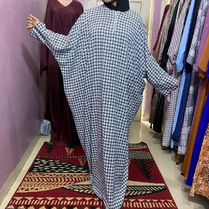 kaftan crincle motif kitak kotak hijau tua