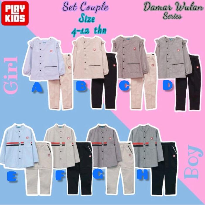 Setelan Kemeja Couple Damar Wulan / Setelan Kemeja Anak Laki laki / Setelan Kemeja Anak Perempuan by