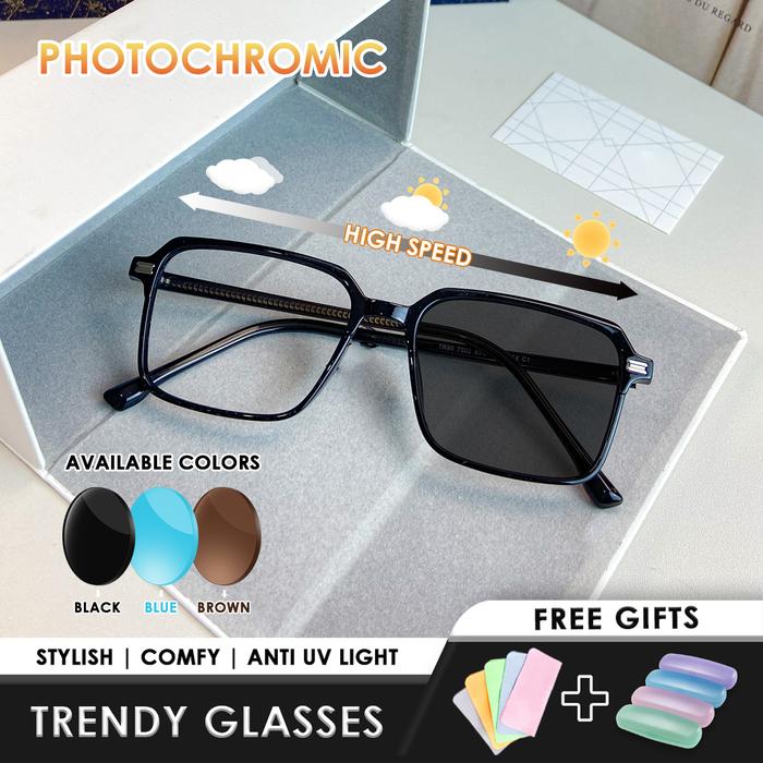 【Free Box & Lap】 Kacamata Photocromic Anti Radiasi/ kacamata Minus Wanita Pria Cowok/ Elastik dan an