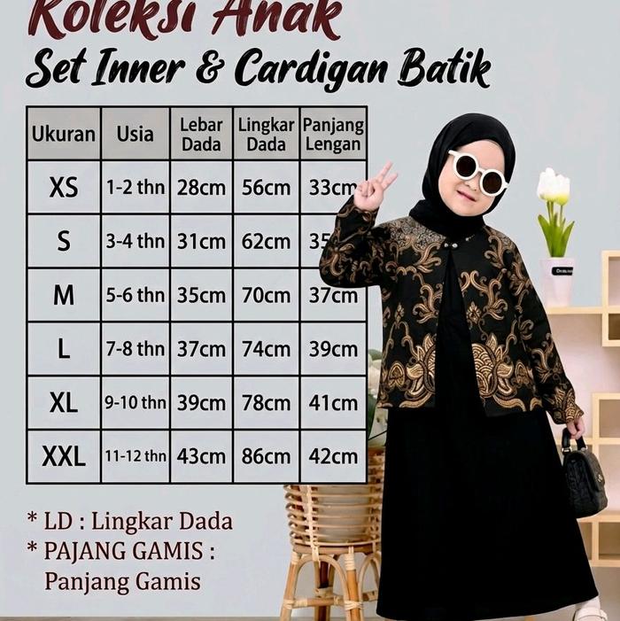 ganis anak kombinasi batik gamis model terbaru dengan inner dan cardigan elegan