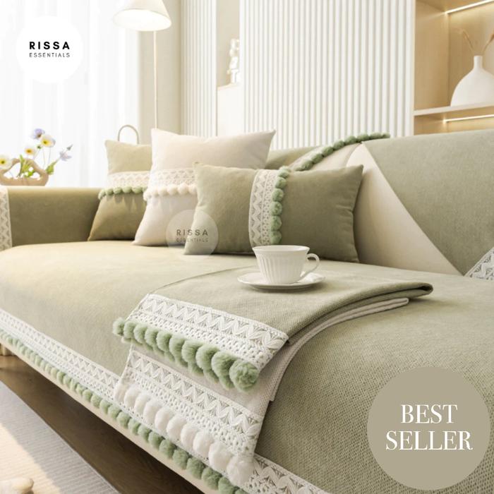 [RISSA] Alas Sofa Momo Serbet Selimut Sofa Taplak Sofa Tempat Duduk Dekorasi Modern Home Decor Kain 