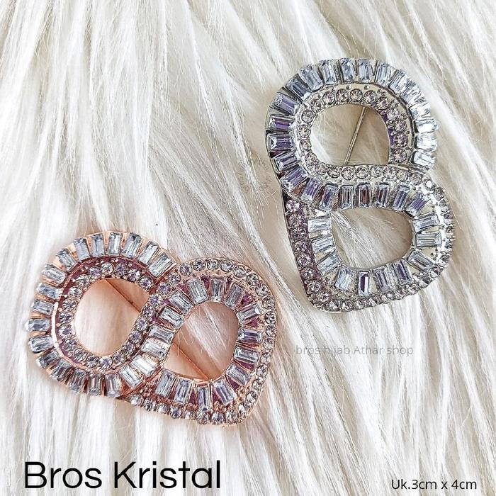 Bros B Premium Signature Bros Jilbab Kerudung Kristal Emas Perak Huruf Button by Athar Shop Pusat Cl