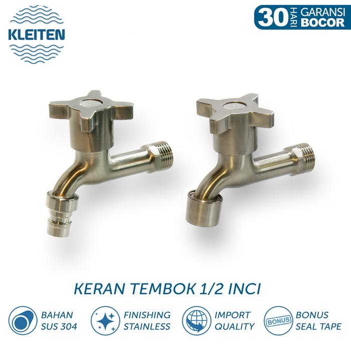 Kran Air Stainless Taman 1-2 Inci Keran Tembok Baling Keran Kamar Mandi Bak WC Kran Ember