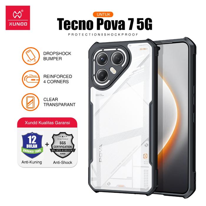 XUNDD Case Untuk Tecno Pova 7 5G 6.78 inch Case Shockproof Slim Transparan Casing Belakang