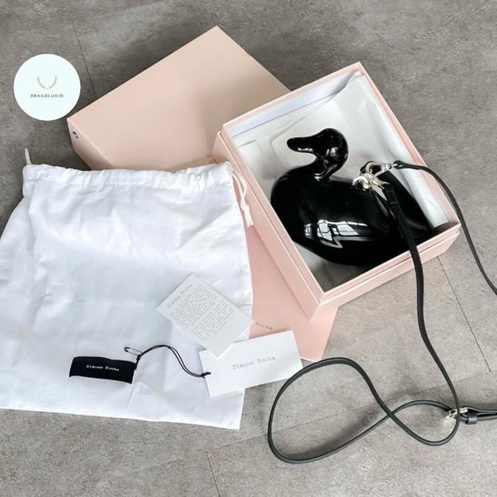 SIMONE ROCHA DUCK FAUX BLACK & PEARL CLUTCH