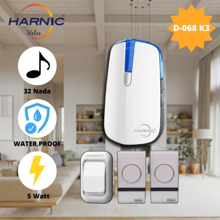 Bell pintu-Bell wireless-Door bel listrik-Harnic Heles 1 body 3 remote listrik