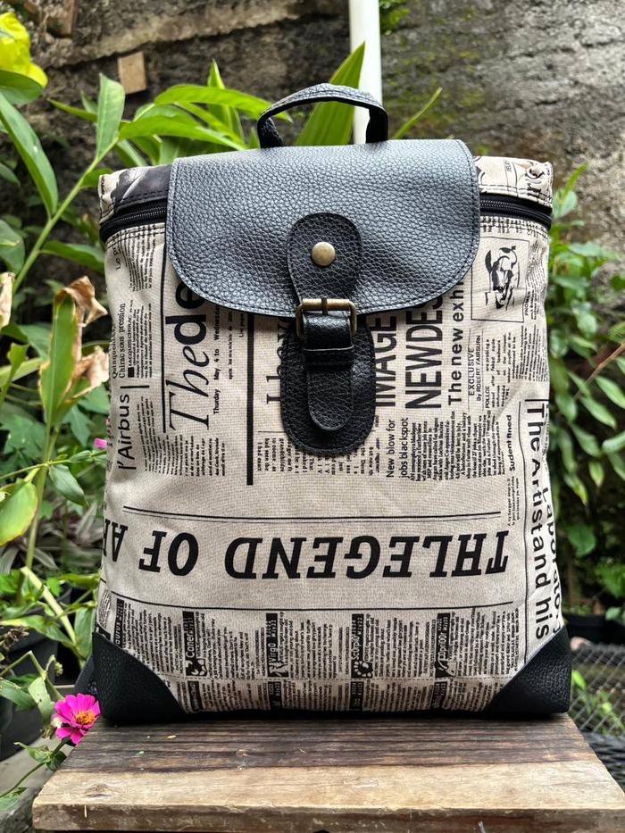 Ransel Vintage Newspaper | Backpack Koran Mareart | Bukan Tas Peta | Tas Vintage Mareart