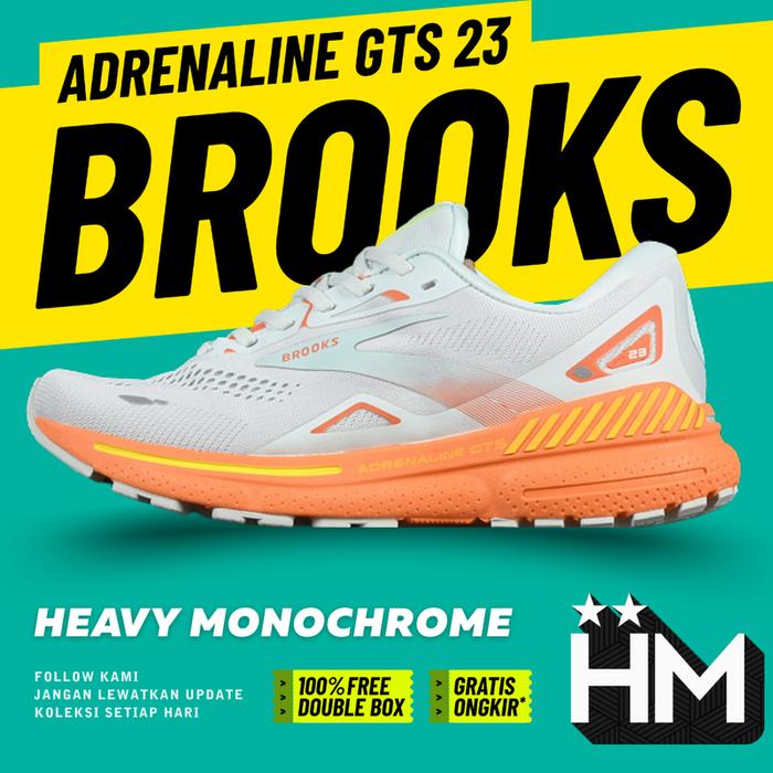 Brooks Adrenaline GTS 23 Blush Blue Orange 1203811B464 Running Shoes Sepatu Lari Sneaker (Size 36-45