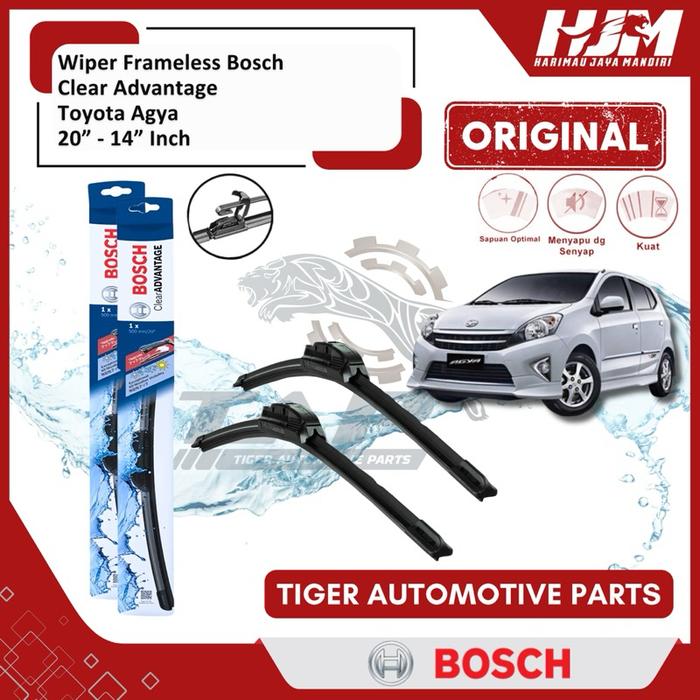 Wiper Blade Frameless Bosch Clear Advantage - Karet Pembersih Kaca Mobil Agya Ayla 20” - 14” Origina
