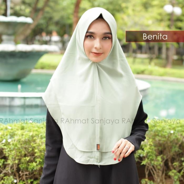 Hijab Pingguin 2Layer Oval / Khimar Oval Standar Benita polos ORI Rahmat Sanjaya Muslim Kerudung Wan
