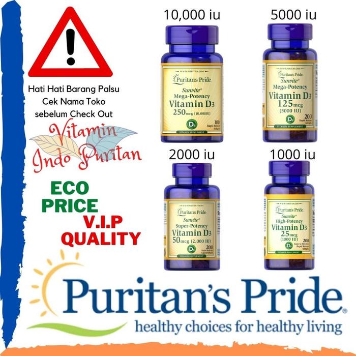 VITAMIN PURITAN PRIDE VITAMIN D3 1000-2000-5000-10,000IU