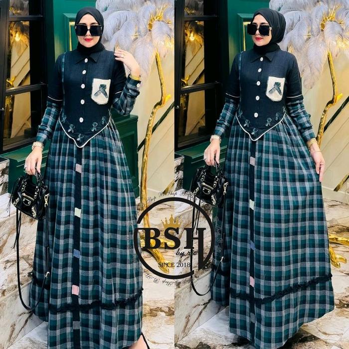 gamis jelita kotak flanel bsh