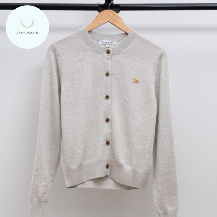 Maison Kitsune Baby fox merino regular cardigan Light Grey Melange
