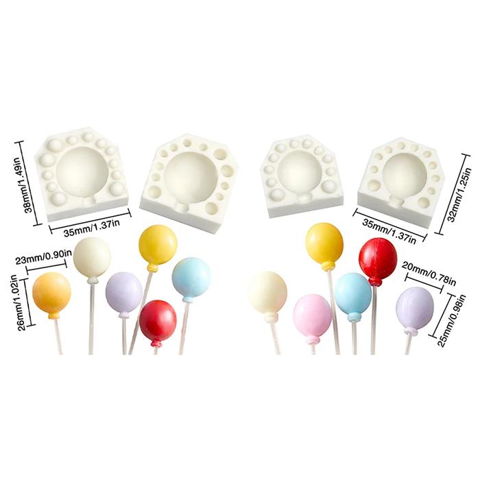 2Pcs/set Mini 3D Oval Balloon Silicone Mold Fondant Chocolate Mould DIY Gumpaste Clay Candle Molds C