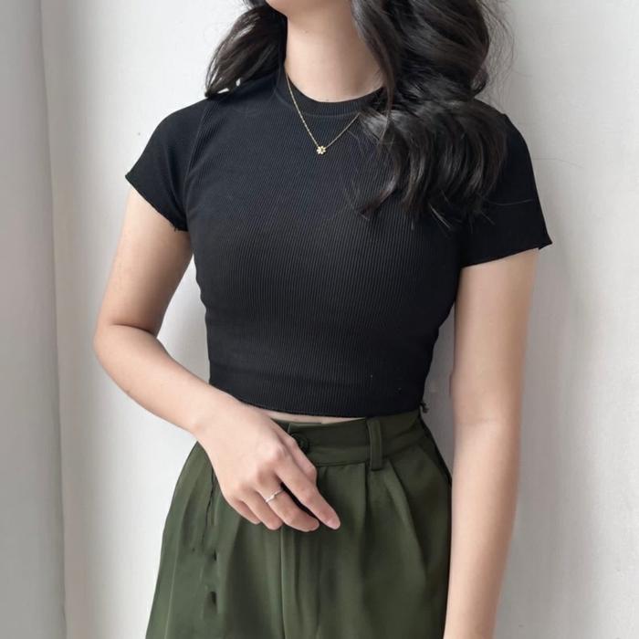 Basic Crop Knit Rib Crop Top