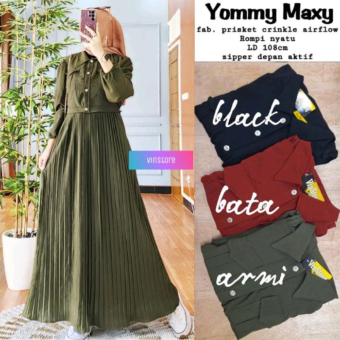 DRESS WANITA YOMMY MAXY BAHAN PRISKET CRINCLE BY VINSTORE
