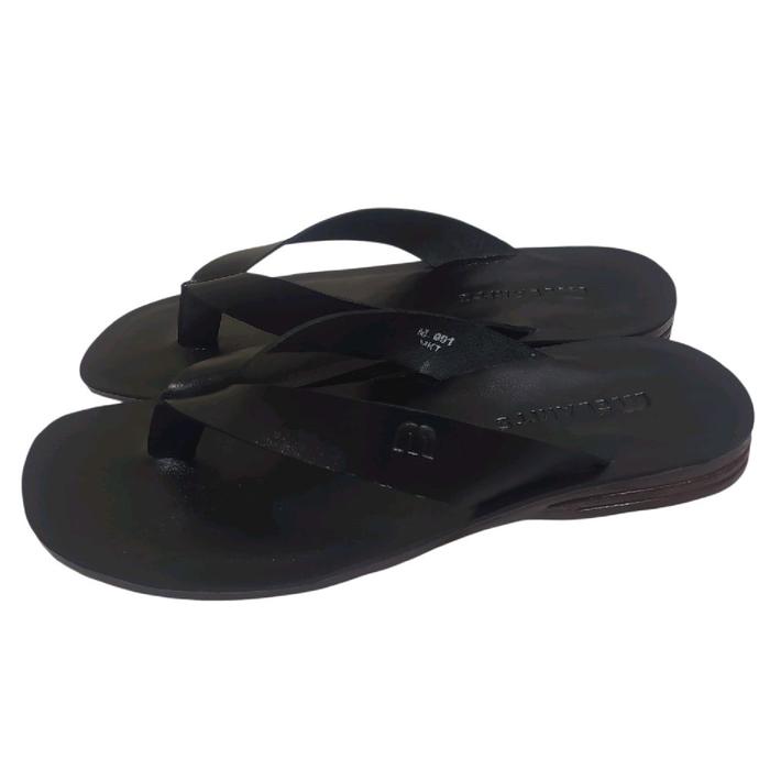 Sandal Kulit Asli Jepit kecil polos kulit asli Pria Karet Coklat Hitam Sendal