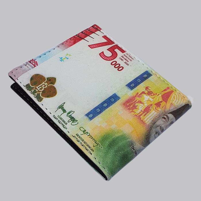 [BAG AND TRAVEL] REAL PIC Dompet Pria Motif DUIT Rp75.000 Dompet Pendek Gambar Uang 75K Size 5 Inchi