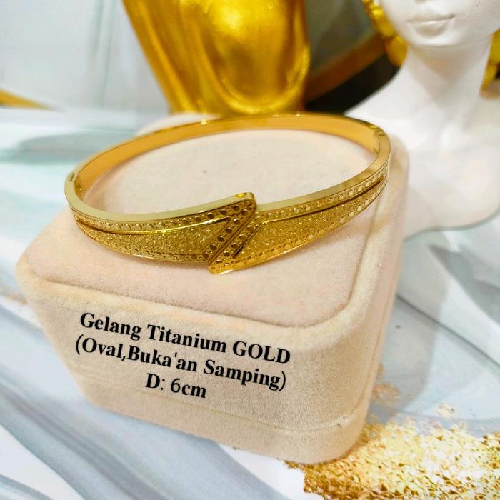 Gelang bangle simple titanium Stainless Stell gold,gelang cewek anti karat
